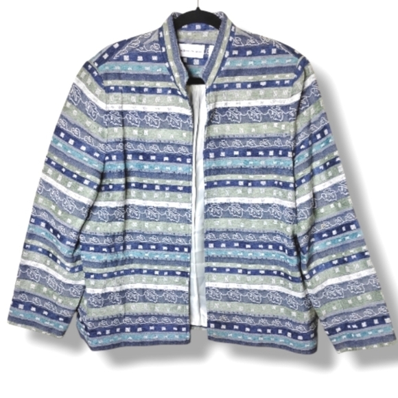 NWT Alfred Dunner Open Front Blazer Size 18 Casual Textured Beaded - Picture 1 of 7